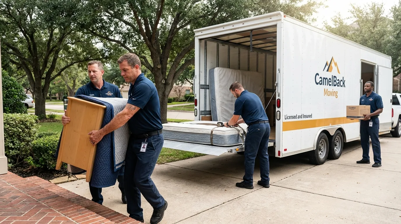 Crew loading residential truck for cross-state move from Wampsville, NY