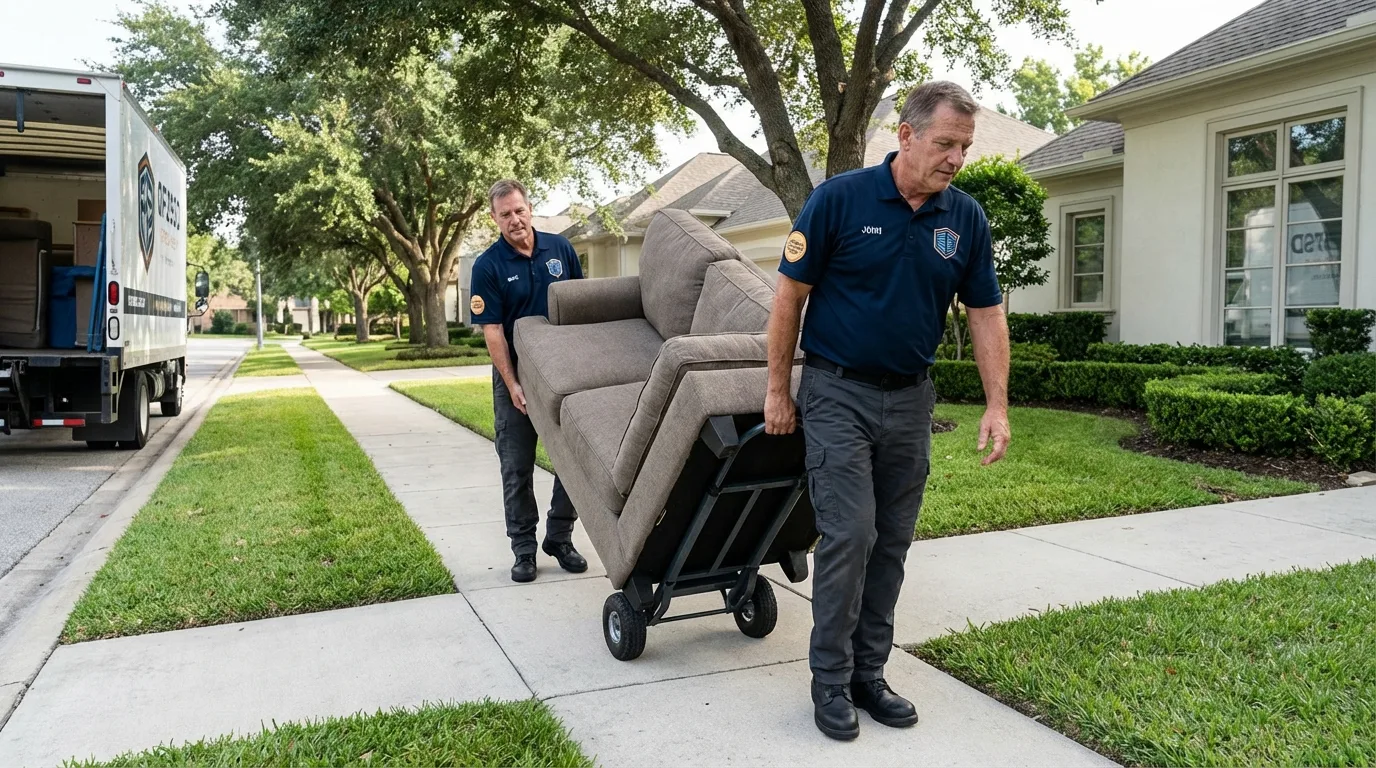 Local residential moving crew loading furniture in Wampsville, NY